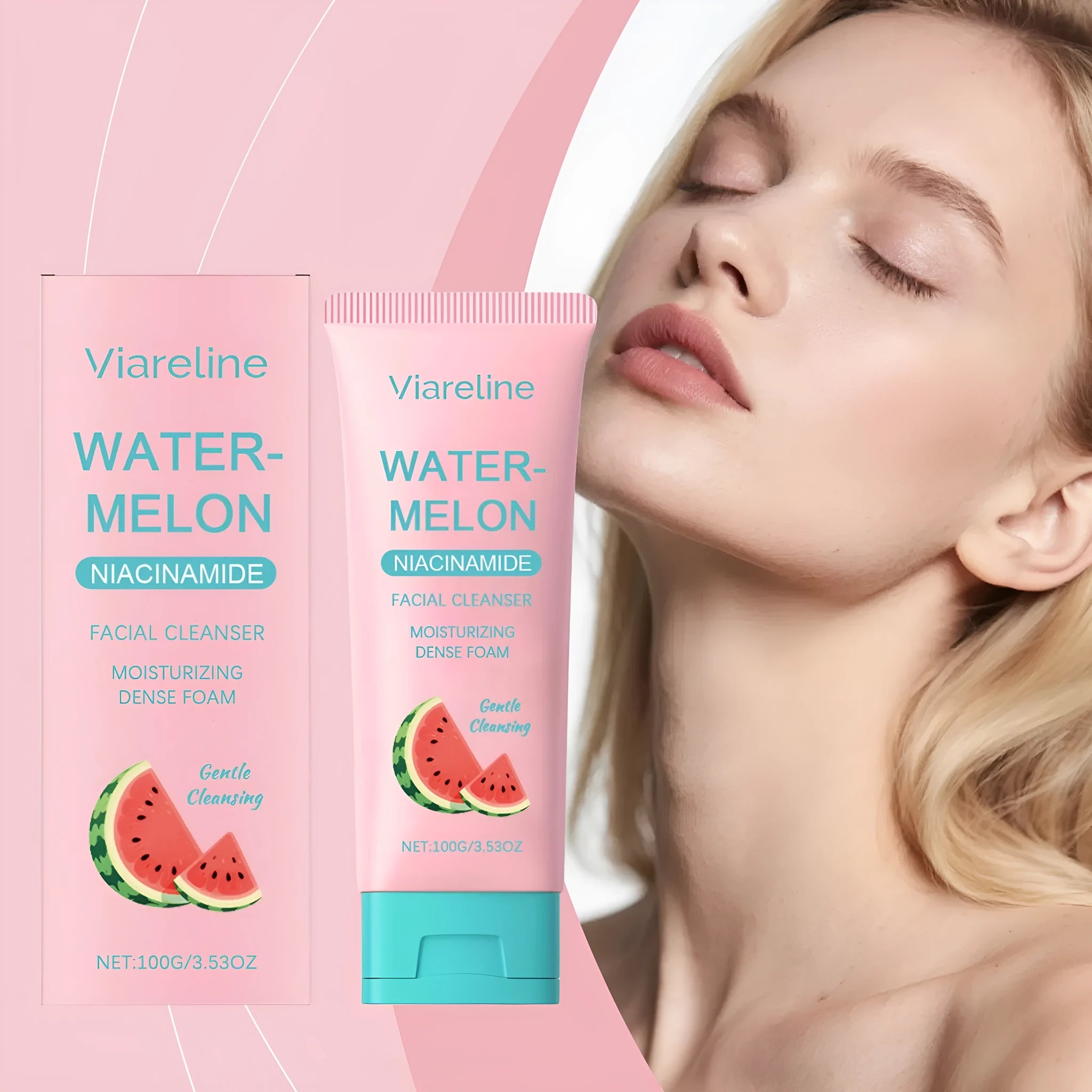 Watermelon Foam Facial Cleanser tube 100g for acne-prone skin plastic packaging