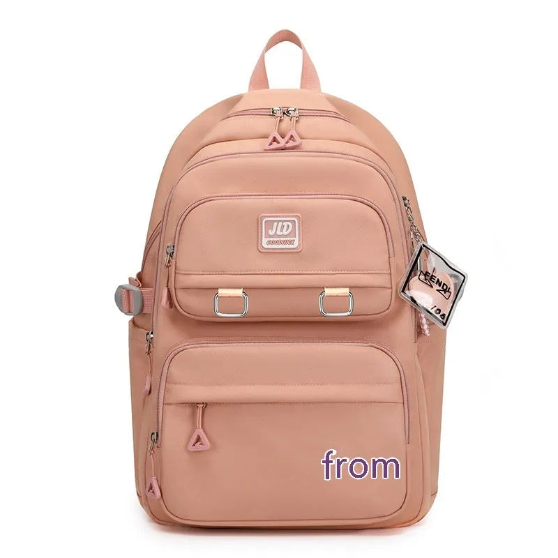 Large capacity girls' school backpack in multiple colours with physiological curve backpanel