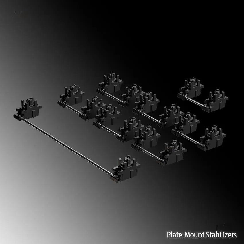 Black and milky white mechanical keyboard satellite axis stabilisers for 6.25U and 7U layouts.