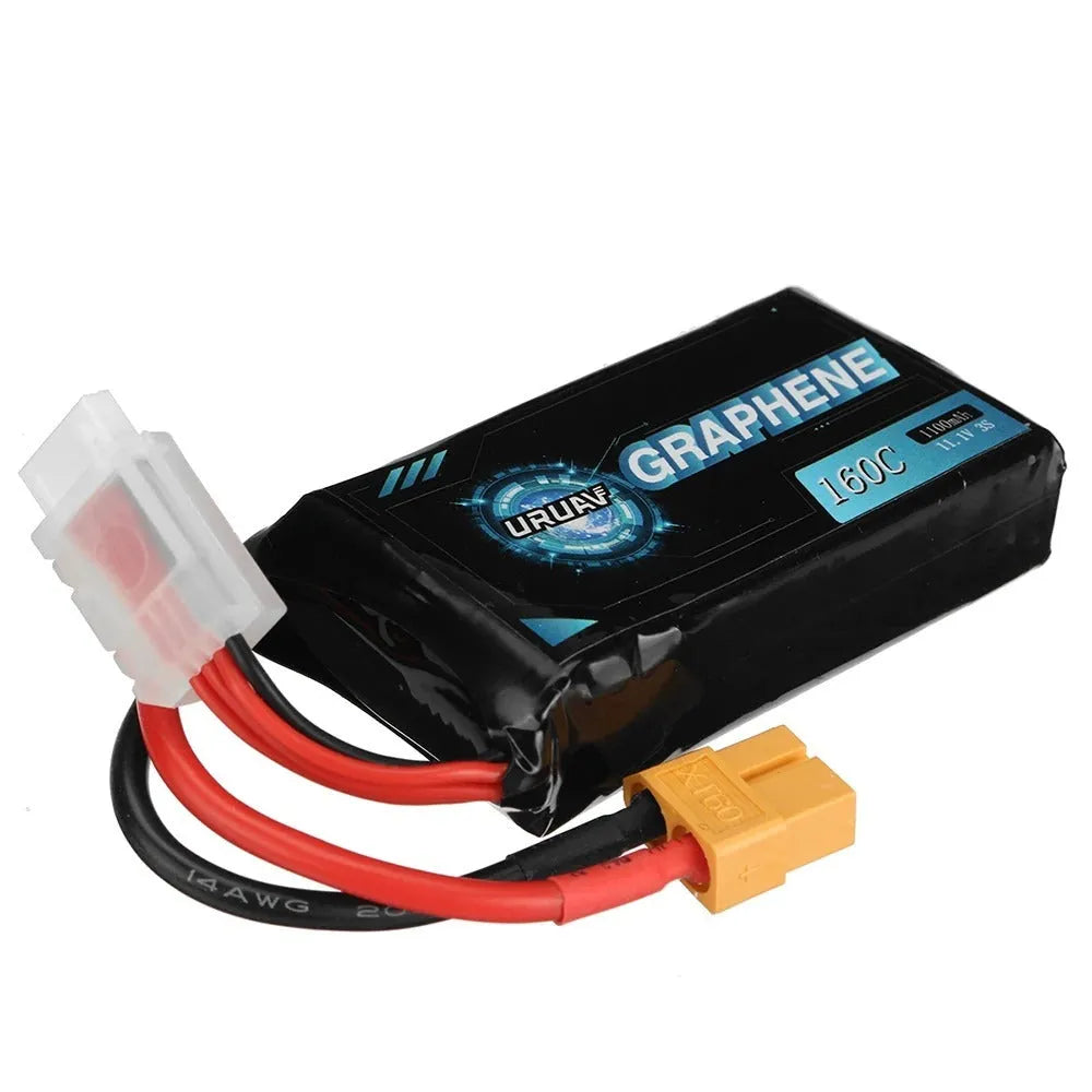 7.4V 1200mAh lithium battery for RC model cars and boats with compact 15x36x70mm dimensions