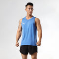 Man wearing a solid colour quick-dry athletic tank top for summer sports.