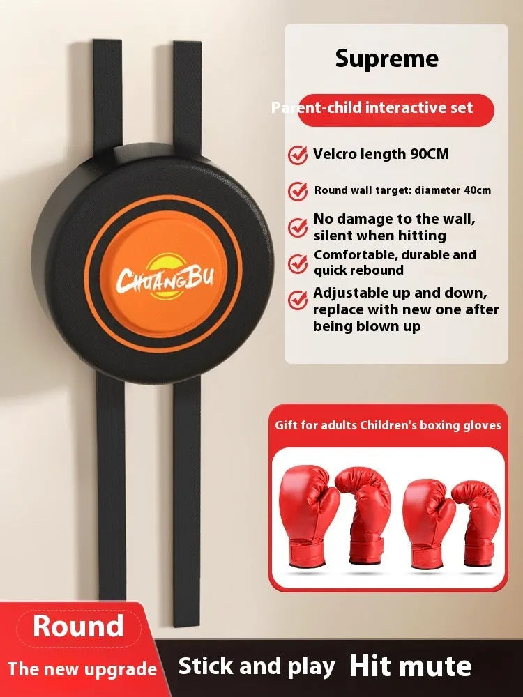 Hanging wall-mounted PU boxing sandbag target for home fitness training.
