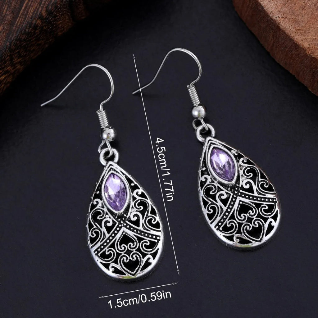 Retro water droplet drop dangle earrings for women in alloy with three style options