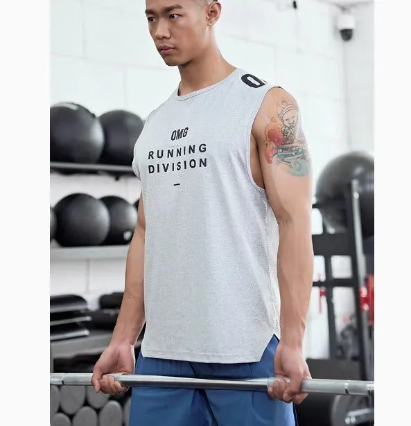 Men's lightweight mesh sports vest in black, available in multiple colours for summer fitness activities