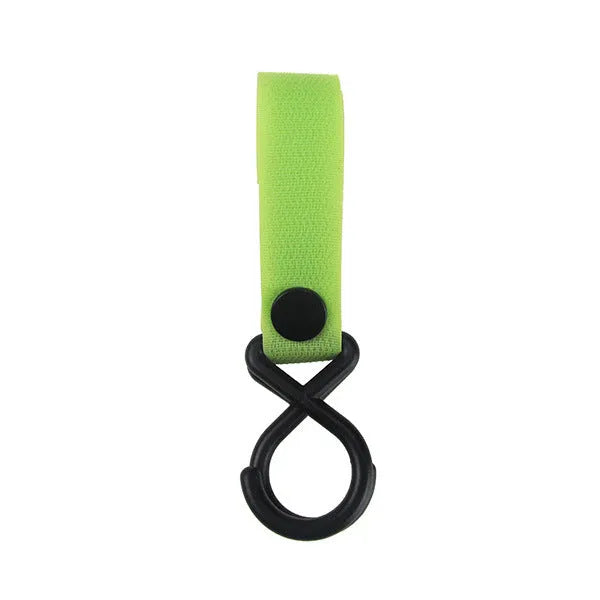 A selection of luggage Velcro hooks in various colours including red, blue, green, and yellow on a white background