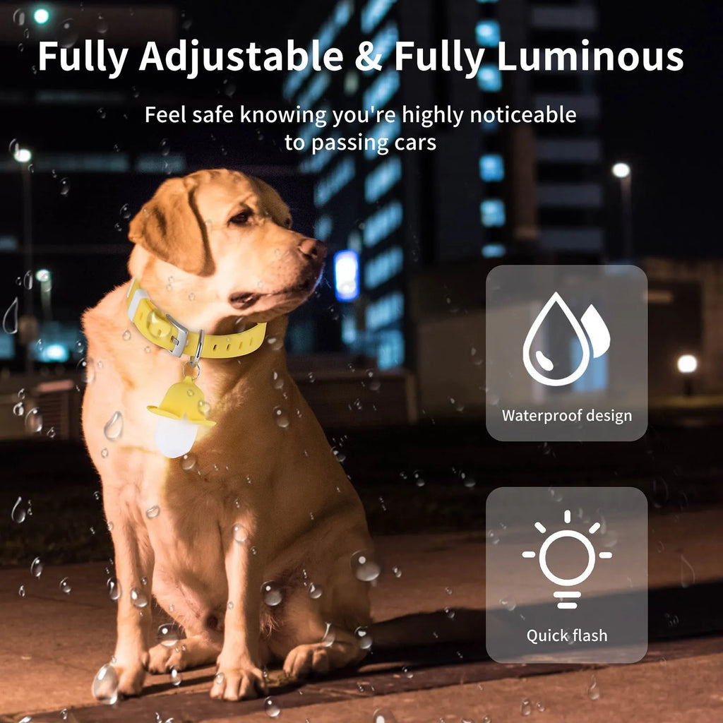 USB rechargeable banana-shaped luminous dog collar light in yellow silicone for pet safety