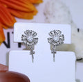 Baroque style sterling silver flower design drop earrings in silver and gold tone options