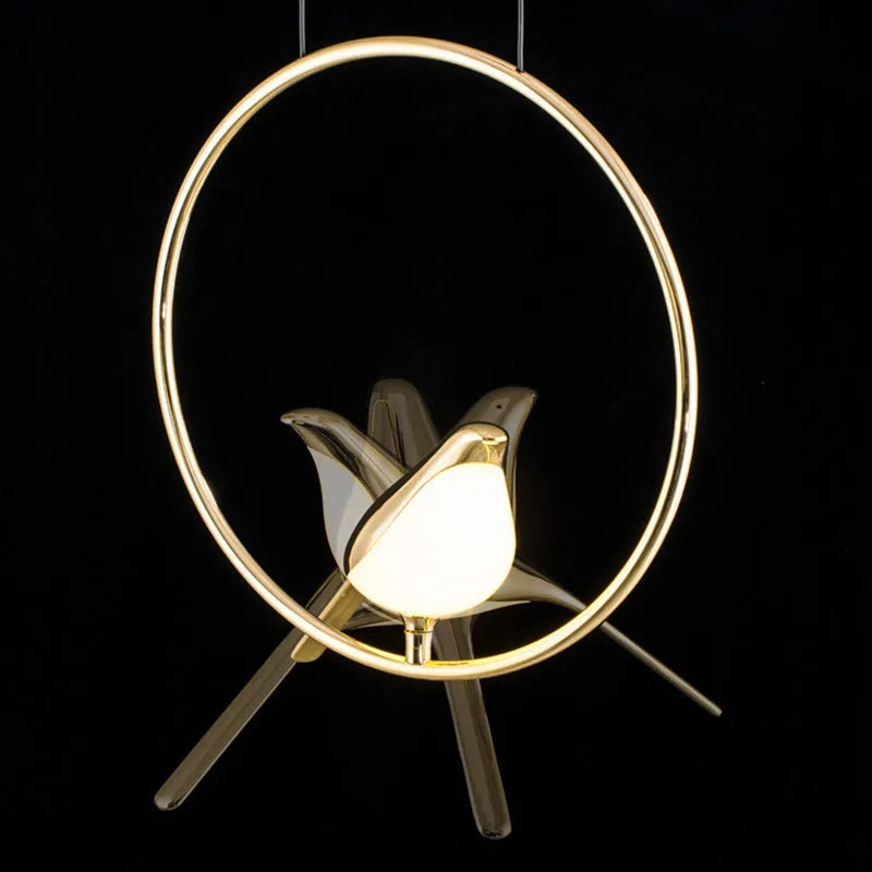 Modern minimalist magpie bird design chandelier with zinc alloy and acrylic construction