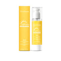 Shiny sunscreen spray bottle with 50ml capacity showing spray mechanism