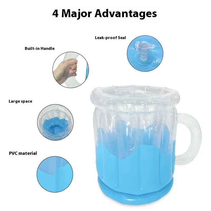 Yellow inflatable ice bucket with beer steins design for outdoor parties and camping