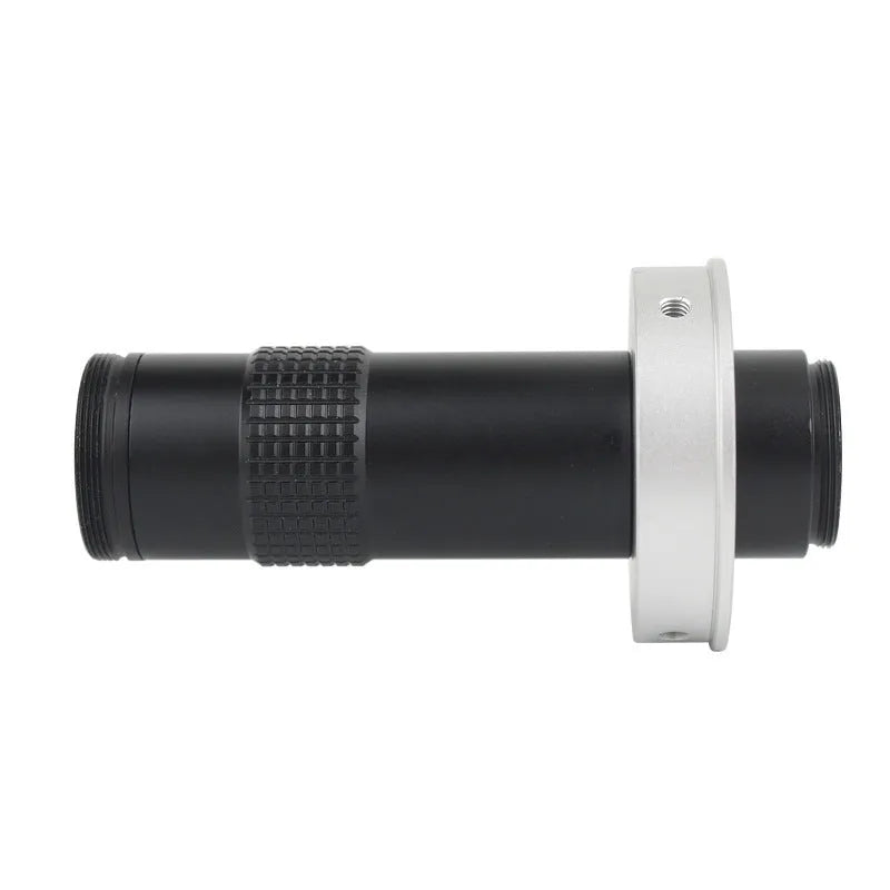 Black industrial camera monocular lens with 30mm diameter for 0.1-1.3X magnification