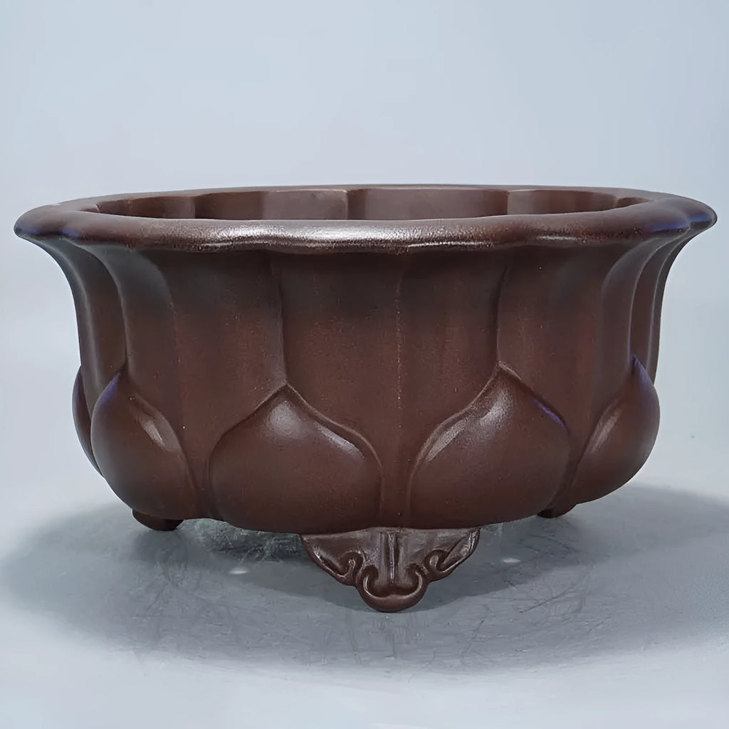 Purple sand ceramic succulent flower pot with antique design measuring 37x37x20cm