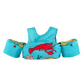 Colourful cartoon children's swimsuit with integrated arm swimming rings in a lobster design.