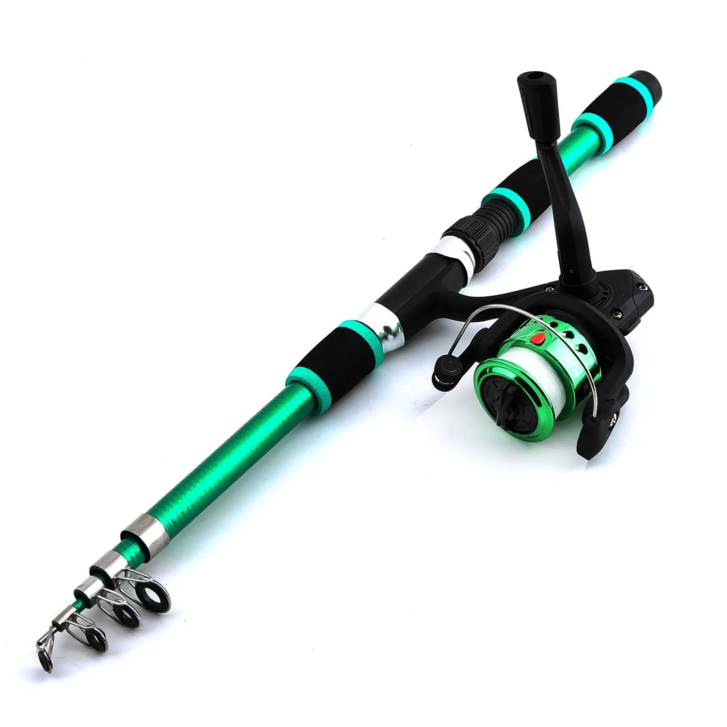 Novice children's fishing rod with pole and wheel suit in blue, green, red or yellow colour options