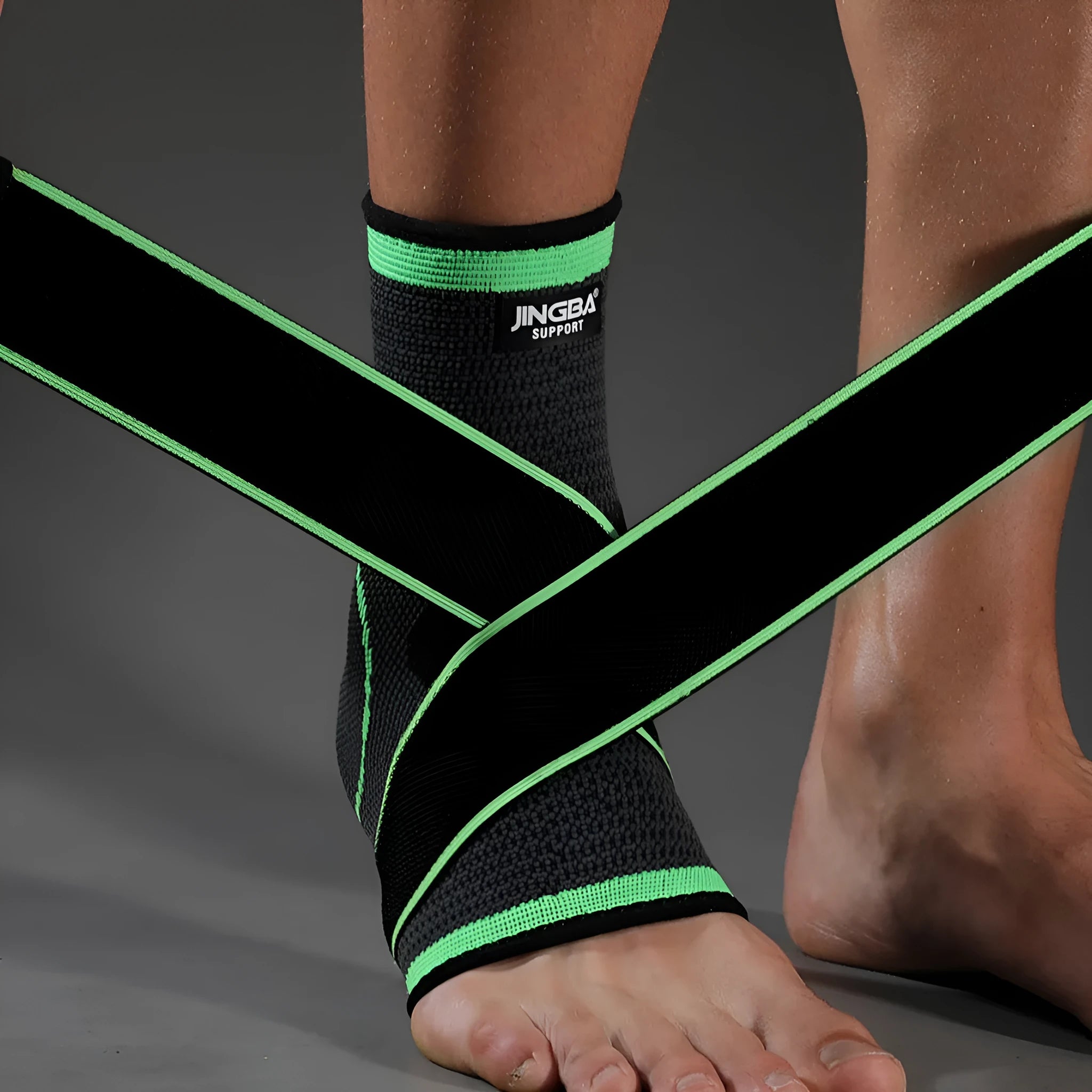 Sports ankle support for running basketball cycling in black green orange colours