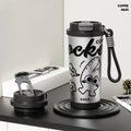 500ml creative vacuum flask in black, blue and red, green, or pink purple, showing stainless steel construction.