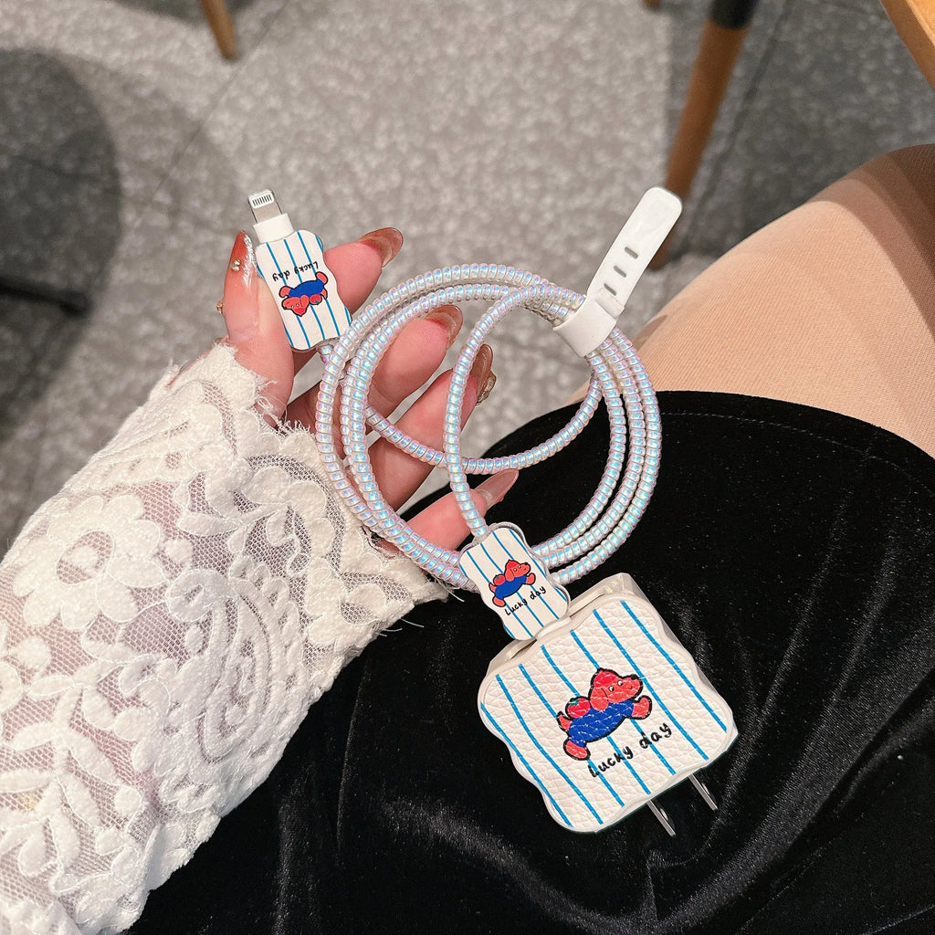 Cartoon puppy design USB cable protection sleeve for fast charging adapters
