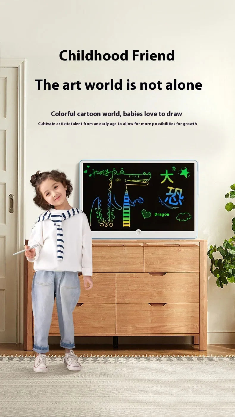19-inch LCD children's drawing board in blue and white colour scheme with stylus