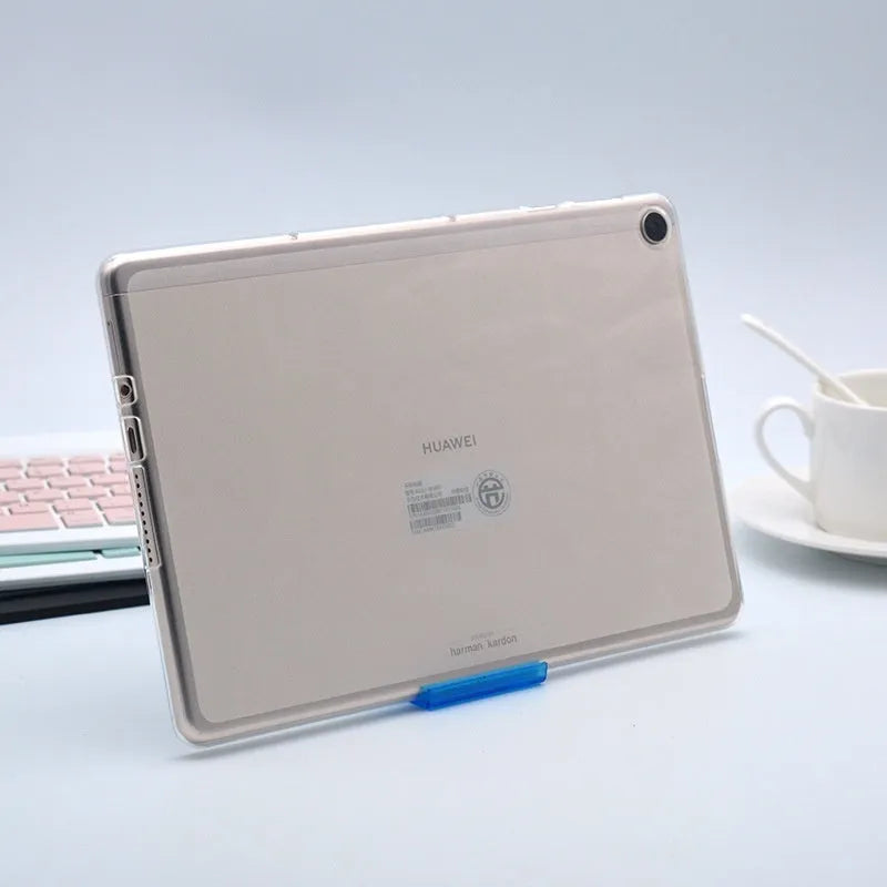 Clear white ultra-thin silicone tablet protective case with minimalist design