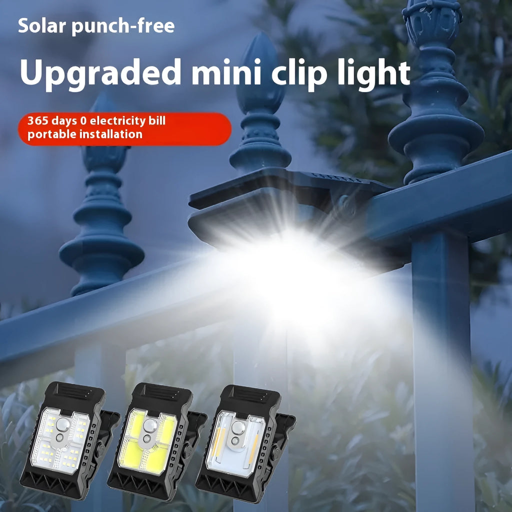 White ABS clip lamp with motion sensor, 11.2cm by 7.6cm compact size