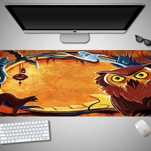 Oversized Halloween computer mouse pad with seasonal graphics and non-slip rubber base