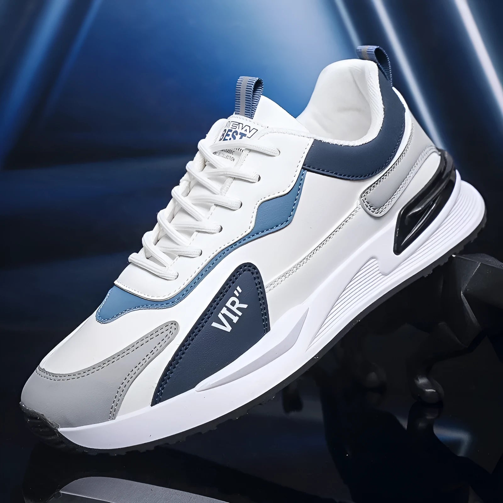 Men's colour block mesh sneakers in black, grey, or white on a plain background