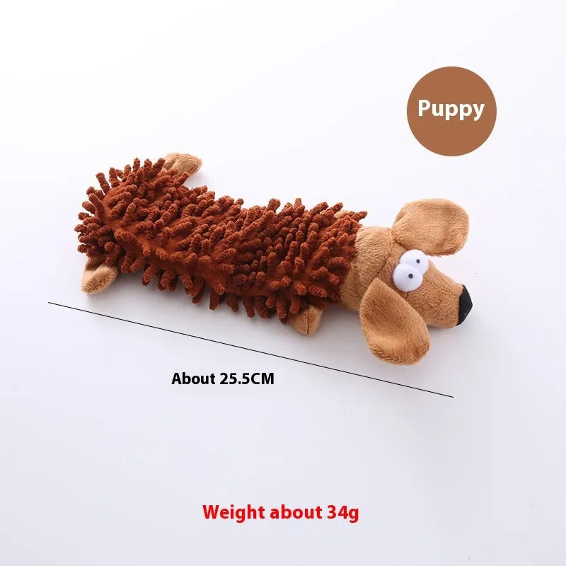 Plush microfiber horse molar dog toy in brown dog, yellow duck, white chicken, pink pig, frog or hippo design