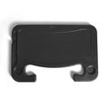 Black plastic car desk tray with storage stand, dimensions 42cm by 28cm