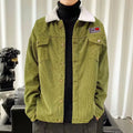 Men's loose fit corduroy workwear jacket in khaki colour with stick pockets