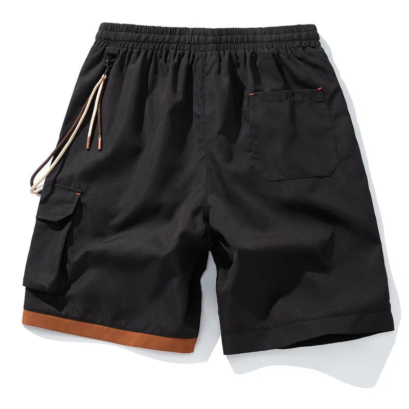 Men's loose fit bamboo fibre shorts with elastic waist in coffee colour