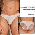 Men's black and white shark skin lace briefs with small hip European American design