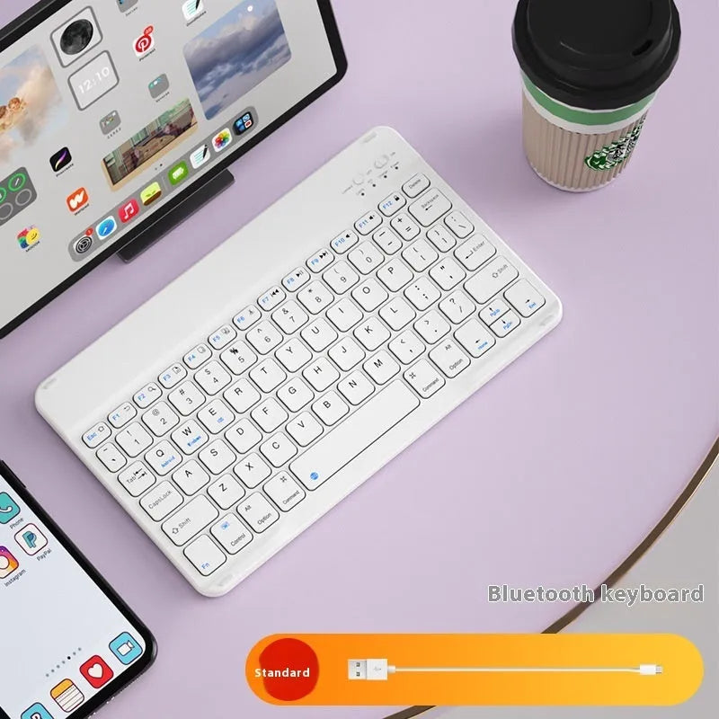 Bluetooth keyboard for tablets and PCs in various colours including white, green, and pink