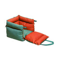 Green waterproof dog car nest with removable cover, shown on a car seat, dimensions 55cm by 50cm.