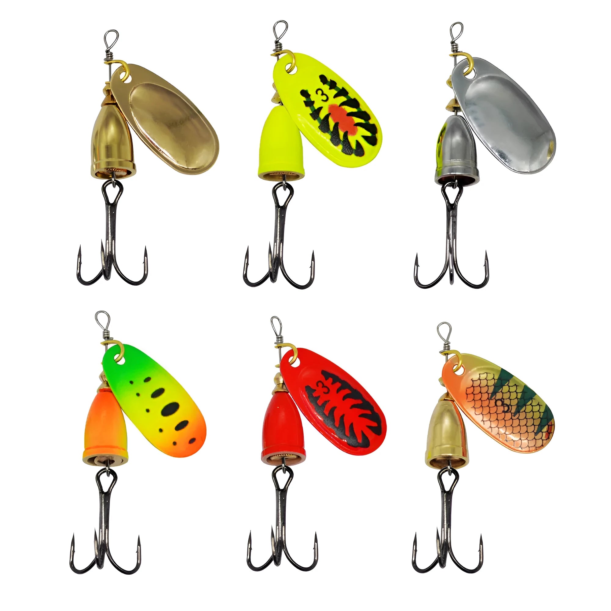 Composite rotating sequins copper bell metal fishing lure in seven colour variations
