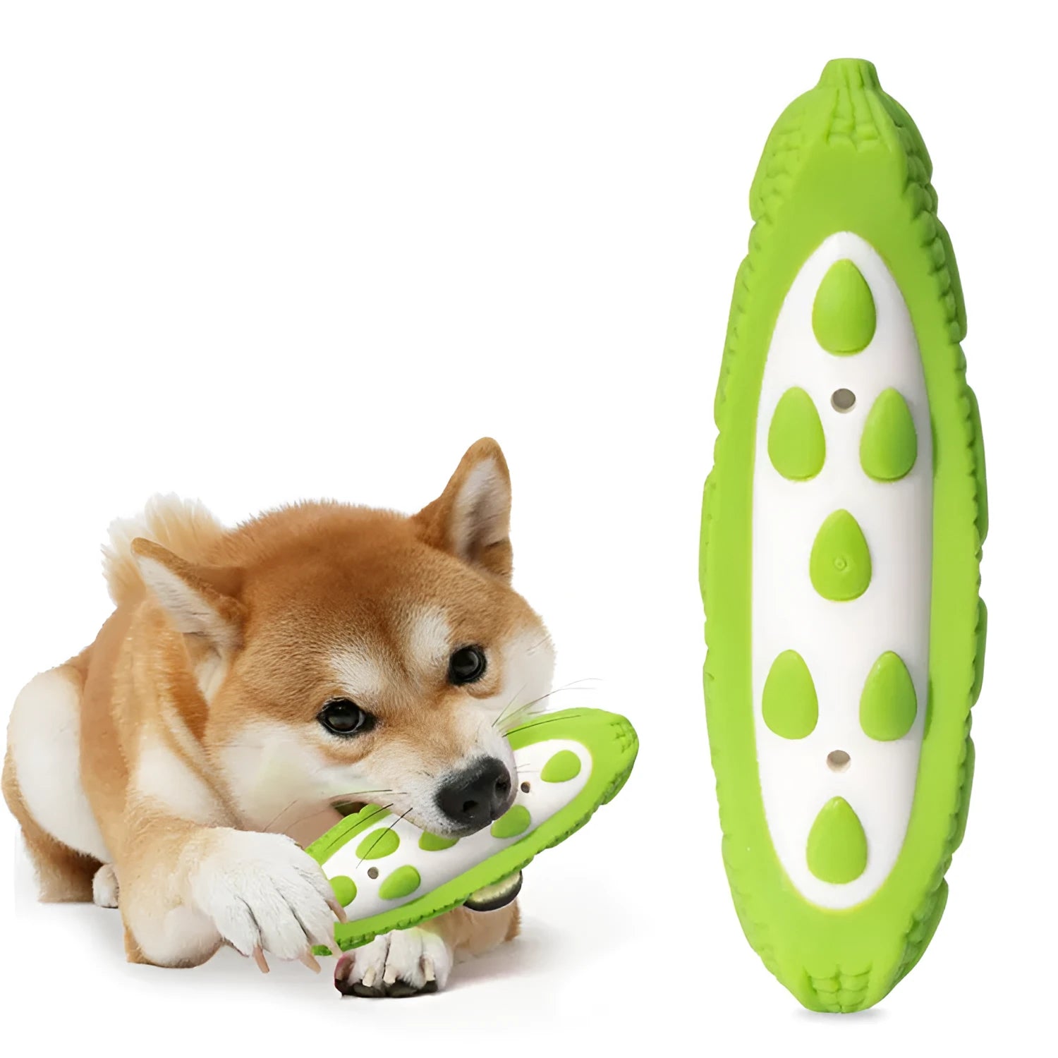 Green natural rubber dog chew toy with meat scent for large breed chewing