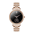 AK38 ladies smart watch with stainless steel Milanese band and 1.09-inch colour screen.