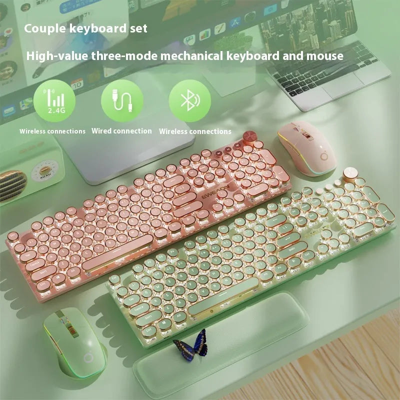 Matcha green mechanical gaming keyboard with multifunction knob on a desk