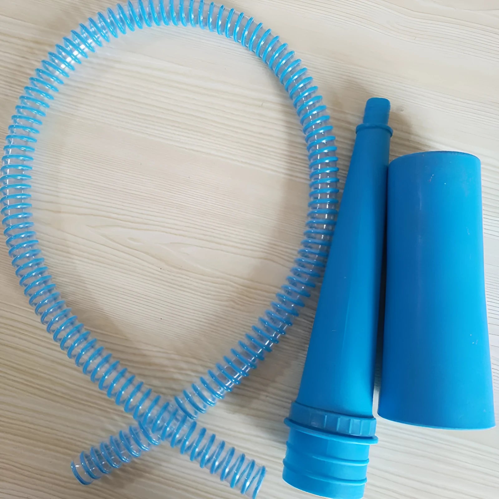Blue plastic suction pipe cleaner with round head and 114cm length for washing machine maintenance