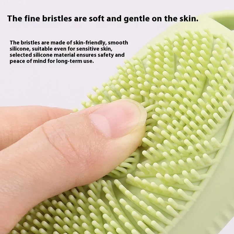 Silicone bath brush storage bottle in various colours showing 100ml capacity for bathroom organisation