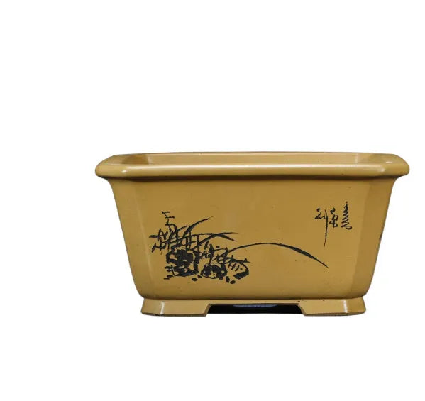 Large purple clay Chinese style flower pot for indoor plants