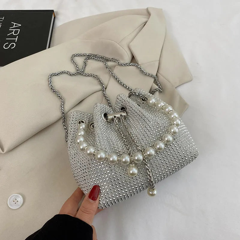 Light diamond Western style crossbody bag with chain strap in available colours