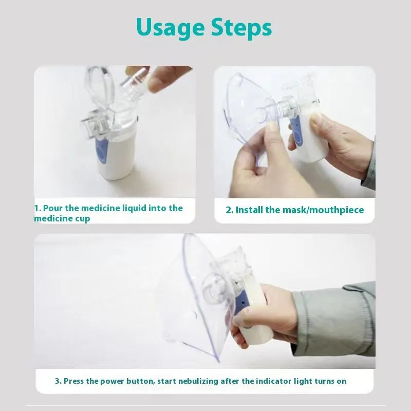 Handheld columnar plastic USB nebuliser with a single fog outlet.