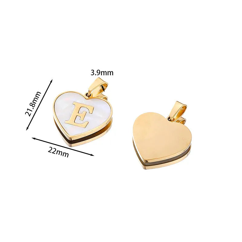 Gold-plated heart necklace with white shell design on adjustable stainless steel chain