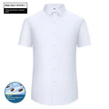 Men's waterproof business shirt in bamboo fibre with slim fit and square collar