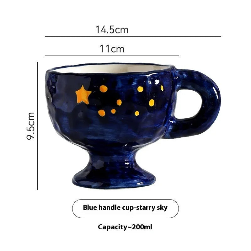 Hand-pinched irregular ceramic mug in solid colour, approximately 250ml capacity