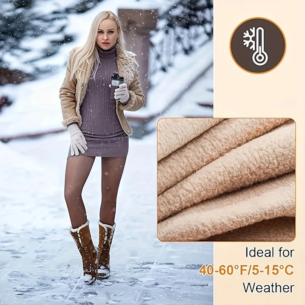 Women's anti-snagging outerwear leggings with wool lining in black and coffee colour options.