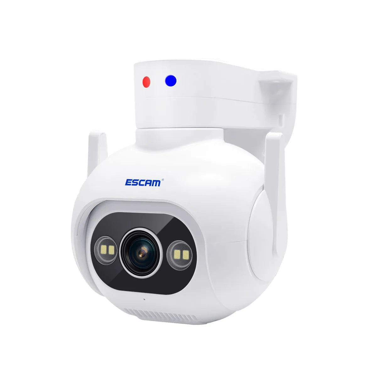 White smart colour night vision security camera with 4mm lens on wall mount bracket