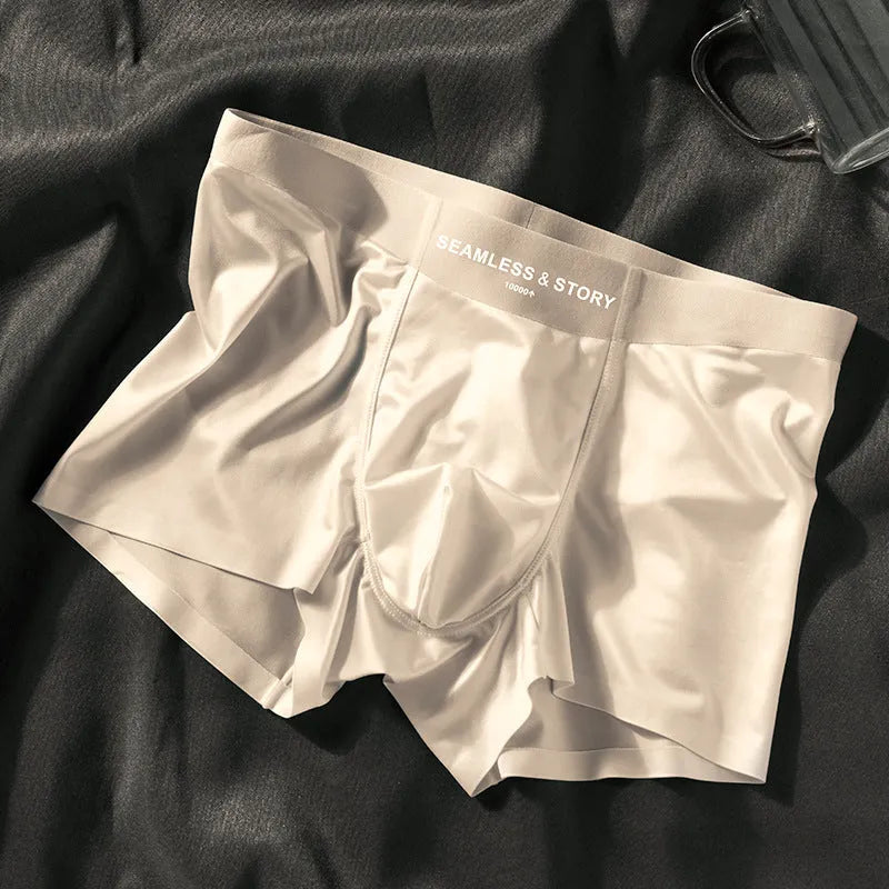 Men's ice silk underwear in knit construction showing solid colour options