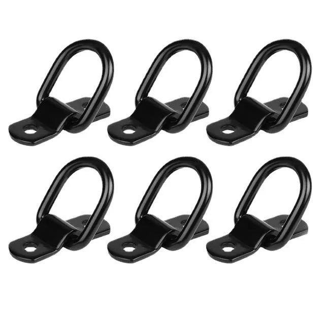 Galvanised carbon steel truck floor hook with a black pull ring for securing cargo.