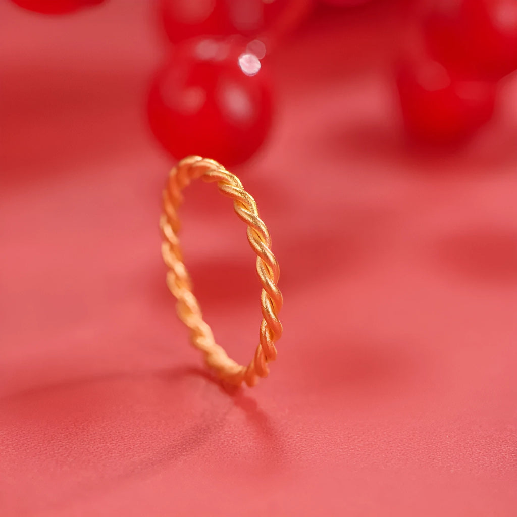 Brass gold plated women's ring in twist and simple bracelet designs with matte or glossy finish